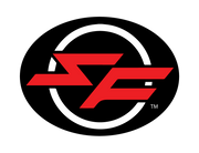 Oval Sticker, Red, White, on Black